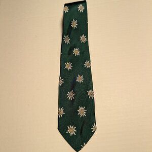 Christian Fischbacher, of Switzerland, 100% Silk Tie Green with Edelweiss Flower